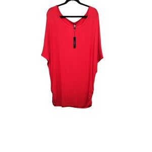 Johnny California Red Batwing plus size Sleeve Top 5XL